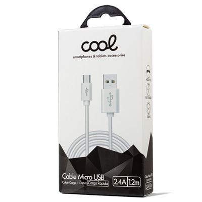 CABO USB UNIVERSAL COOL COMPATÍVEL (MICRO-USB) 1,2m BRANCO 3A