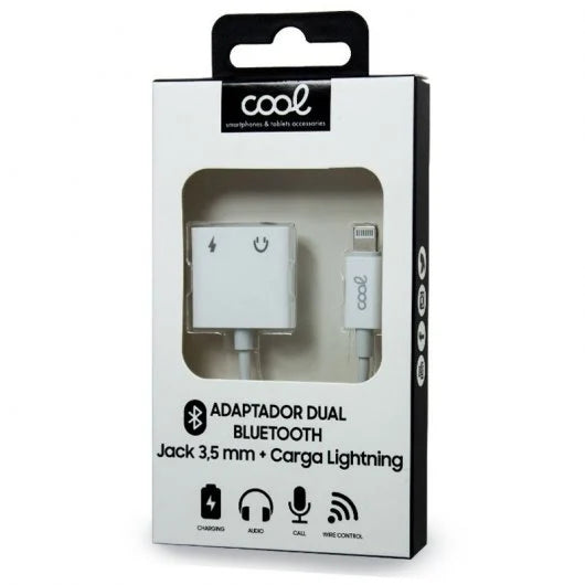 ADAPTADOR DE 3,5 MM COM CONECTOR BLUETOOTH DUPLO + CARGA DE RELÂMPAGO COOL