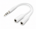 CABO ADAPTADOR DE ÁUDIO DE 3,5 MM MACHO PARA DUAS FÊMEAS (BRANCO)