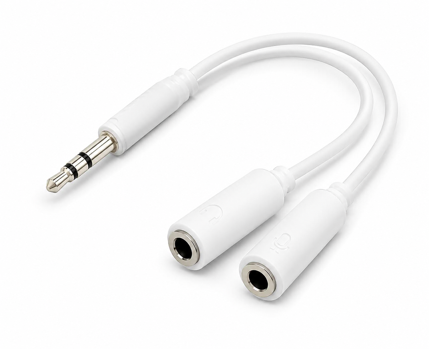 CABO ADAPTADOR DE ÁUDIO DE 3,5 MM MACHO PARA DUAS FÊMEAS (BRANCO)