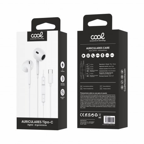 AURICULARES COM FIO TYPE C BRANCO CELEBRAT