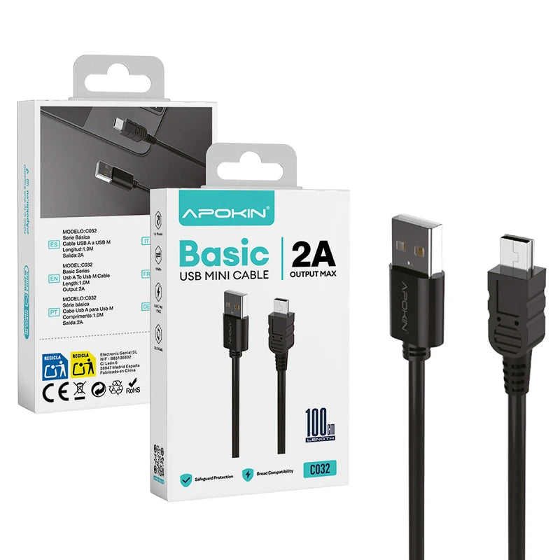 CABO MICRO-USB /USB A 1m PRETO APOKIN