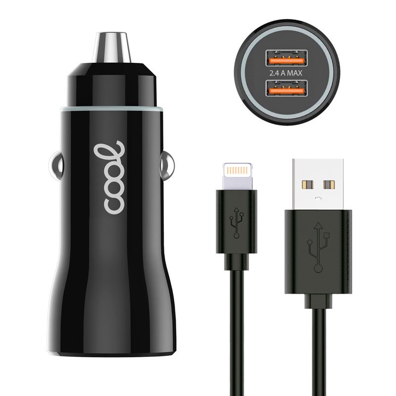 CARREGADOR DE CARRO IPHONE / IPAD CONEXÃO LIGHTNING (2 X USB)