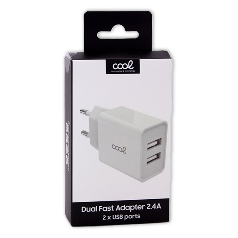 CARREGADOR DE REDE ADAPTADOR USB UNIVERSAL COOL 2,4 AMPERIOS BRANCO