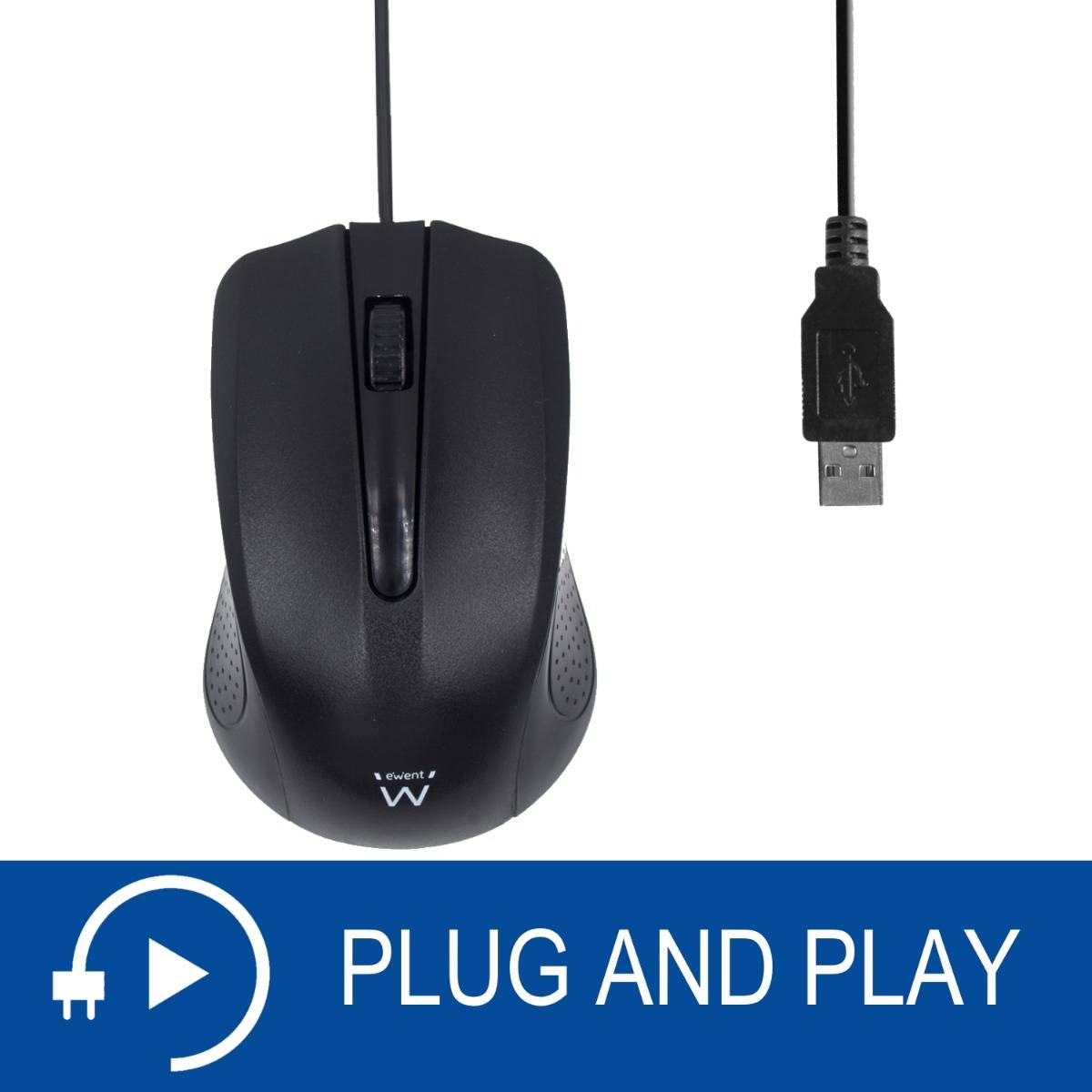 Rato Óptico Ewent USB 1000DPI Preto