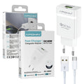 CARREGADOR SEM FIO APOKIN PC913Y COM DUAS PORTAS USB-A DE 2,4 A - BRANCO