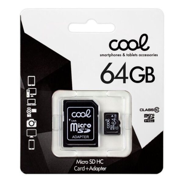 Cartão de Memória Micro SD com Adaptador x64 GB COOL (Classe 10)